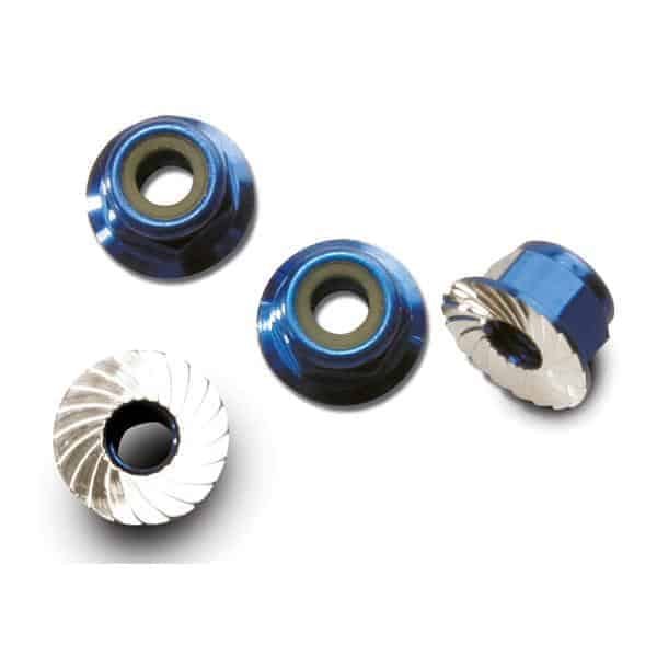 (TRX-1747R) - Blue Anodized Lock Nuts 4mm (4pcs) - 1/16 E-Revo