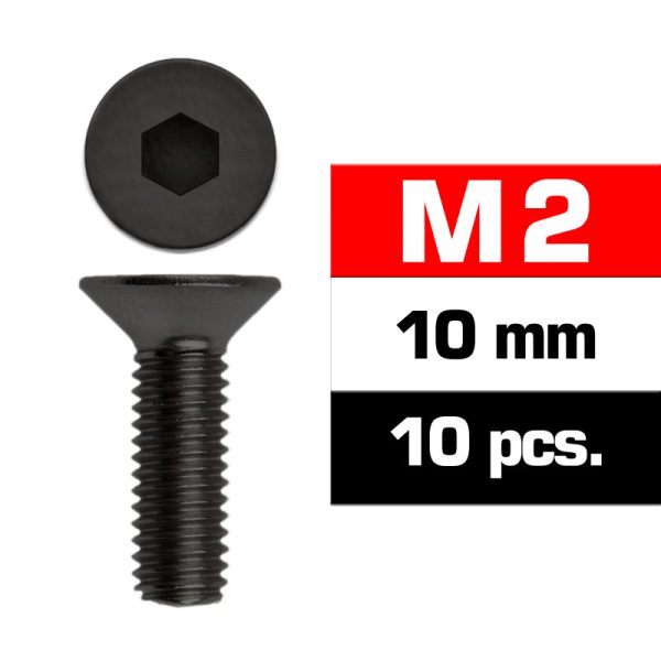 Ultimate Racing M2x10mm Flat Head Screws (10 pcs)